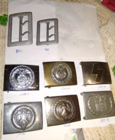 En venta  hebillas alemanas segunda guerra mundial (originales y reproducciónes) precios unitarios en 01