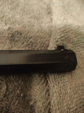 Pistola Underhammer de Arsa, calibre 41, modelo luxe con decoraciones en cañón y cachas decoradas para 20