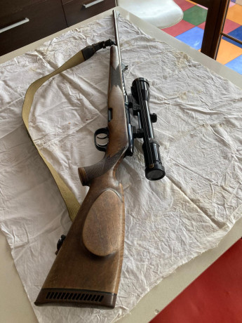 Vendo rifle Steyr Mannlicher-M calibre 30-06 Spr de cerrojo y gatillo con pelo y visor Swarovski Habicht 01