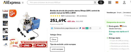 Hola, ¿Me podríais indicar una compresor de aire a presión para cargar una carabina y una pistola de pcp 120