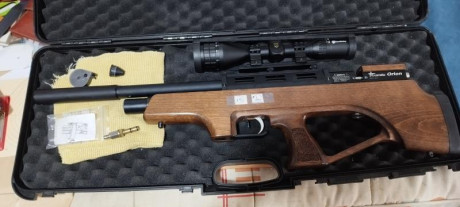 Pues eso, que por motivos de salud vendo mi PCP Orión (Retaco) 5'5mm.
Silenciador exterior.
Visor Nikko 01