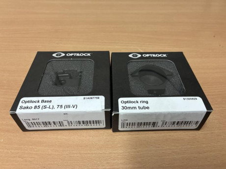 Vendo anillas Sako optilock nuevas. Son las mas bajas y no se han montado nunca. Precio: 150€
619071143 01