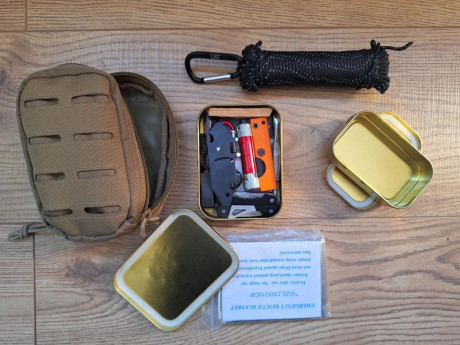 *SE VENDE:* 

*Mini kit de supervivencia:* 

- Pouch táctico para su porte
- Cuerda paracord
- Manta térmica
- 01