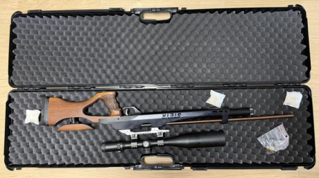 Tengo para venta, carabina Styer con 2 canones uno de 4,5 y otro de 5,5 roscado, la venta inclui: 

Carabina 01