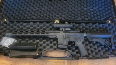Vendo ar- 15, T73 12.5 pulgadas de cañón calibre 300 blackout el rifle tiene100 tiros lo vendo con punto 02