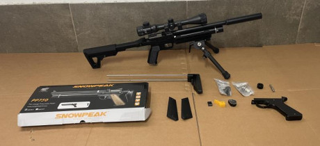 Vendo pistola de PCP snowpeak Pp750 en calibre 4,5 prácticamente nueva, sin uso.
Grip + culata + riel 02