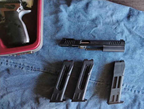 Se vende pistola TANFOGLIO match con kit 22 en perfecto Estado. Caja original de lujo, miras fibra JB. 00
