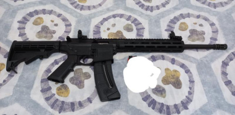 Vendo carabina S&W M&P 15, cal. 22 LR, de reestreno, único propietario y con solo 100 disparos 00