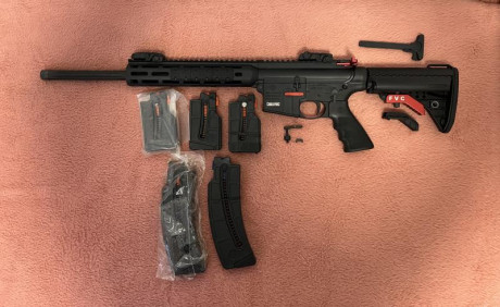 SE VENDE, carabina 22LR, ideal IPSC con 5 cargadores tres de 10 y dos de 25,
ademas de uña extractora 02