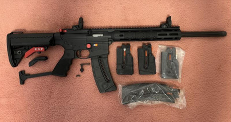 SE VENDE, carabina 22LR, ideal IPSC con 5 cargadores tres de 10 y dos de 25,
ademas de uña extractora 01