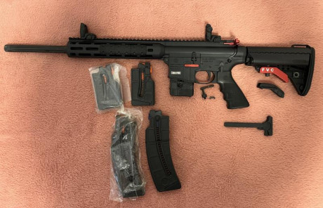 SE VENDE, carabina 22LR, ideal IPSC con 5 cargadores tres de 10 y dos de 25,
ademas de uña extractora 00