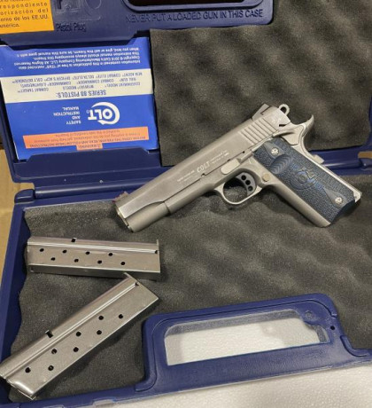 Vendo pistola COLT government competition 1911 de 9mm
*   Acabado en acero inoxidable
*   Cañón 5" 00