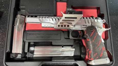 Hola,
Vendo SPS Vista Star 9mm, visor C-More RTS2 de 8 moas. Kit desconector/fiador Extreme Engineering, 01