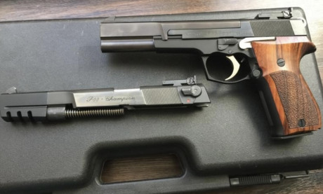 Se ofrece una Walther P88 Champion 9mm de 6” y Kit Walther Sport 22Lr de 6” con dos cargadores de cada 00