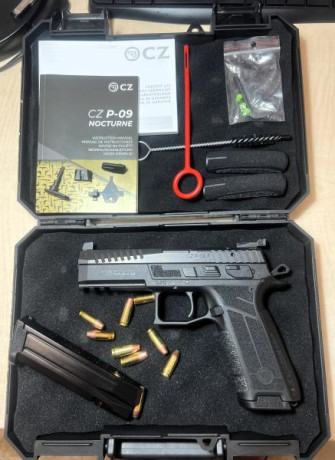 Se vende fantástica pistola CZ P-09 Nocturne, modelo Full con armazón de polímero y fibra de vidrio.
Con 50