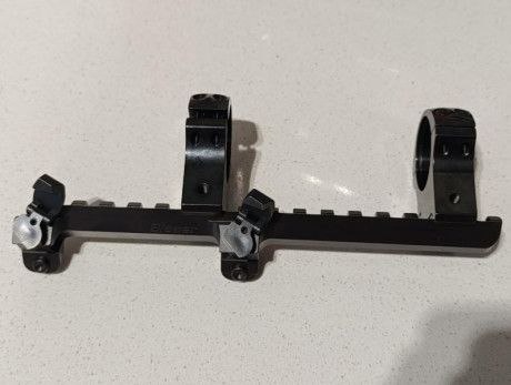 Buenas tardes. 
Pongo en venta una montura original blaser con carril picatinny con anillas de 30mm.
Era 00
