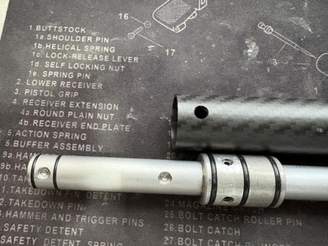 Vendo cañón calibre 6,35 (LW) de 17 pulgadas, aprox. 43cm con su enfundado de fibra de carbono con su 00
