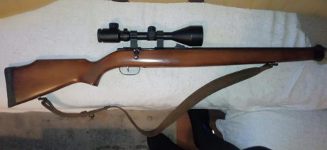 Vendo carabina Monotiro Anschütz 1361 22LR.
Miras abiertas tipo aire GAMO.
Buen estado mecánico, con algunas 50