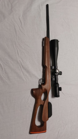 Carabina Anschutz Thumbhole 22 LR, cañón HB, acción 64 No es Match, disparador 5098 completamente ajustable.
No 00