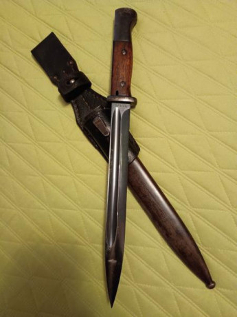 Se vende bayoneta para K98 fabricada en 1935, año de creación de la Wehrmacht. Con su vaina a juego numerada 21