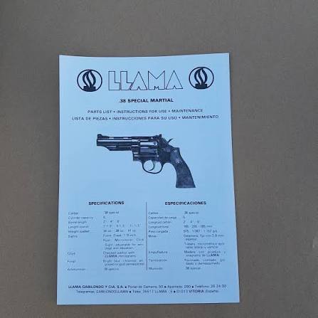 Buenos días, alguien puede facilitarme una copia de la Hoja de Instrucciones del revólver Llama Martial 00