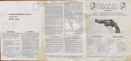 Buenos días, alguien puede facilitarme una copia de la Hoja de Instrucciones del revólver Llama Martial 70