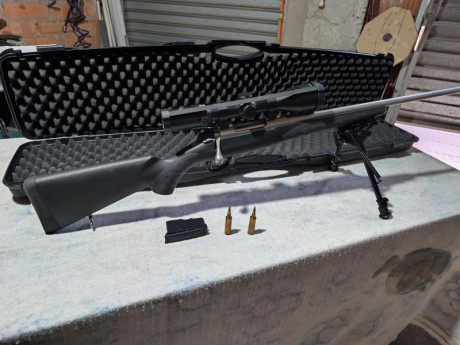 Vendo sako A7 270wsm, totalmente en inox con mira kriko de 6 a 10 aumentos, muy preciso y con bípode, 01