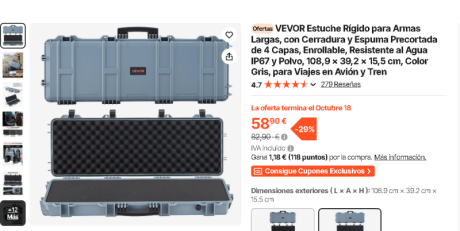 buenas 
alguno se ha Pillado los estuche rigido para rifle que venden en VeVor 
hay uno Oferta de x 62 70