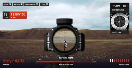 He descubierto un juego en Flash en el que disparas con el rifle Steyr AUG a diferentes distancias. Muy 00